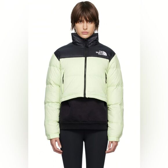 North Face Nuptse Short Down Jacket Lime Cream L NWT IN PACKAGE - Picture 1 of 7
